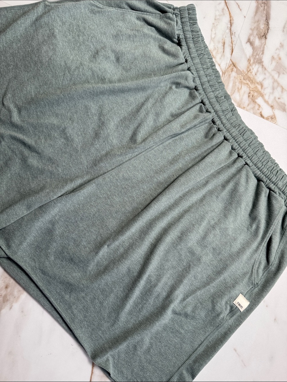 Vuori Sage Green Loungewear Shorts Raw Hem Workout Dorm Ready Trendy